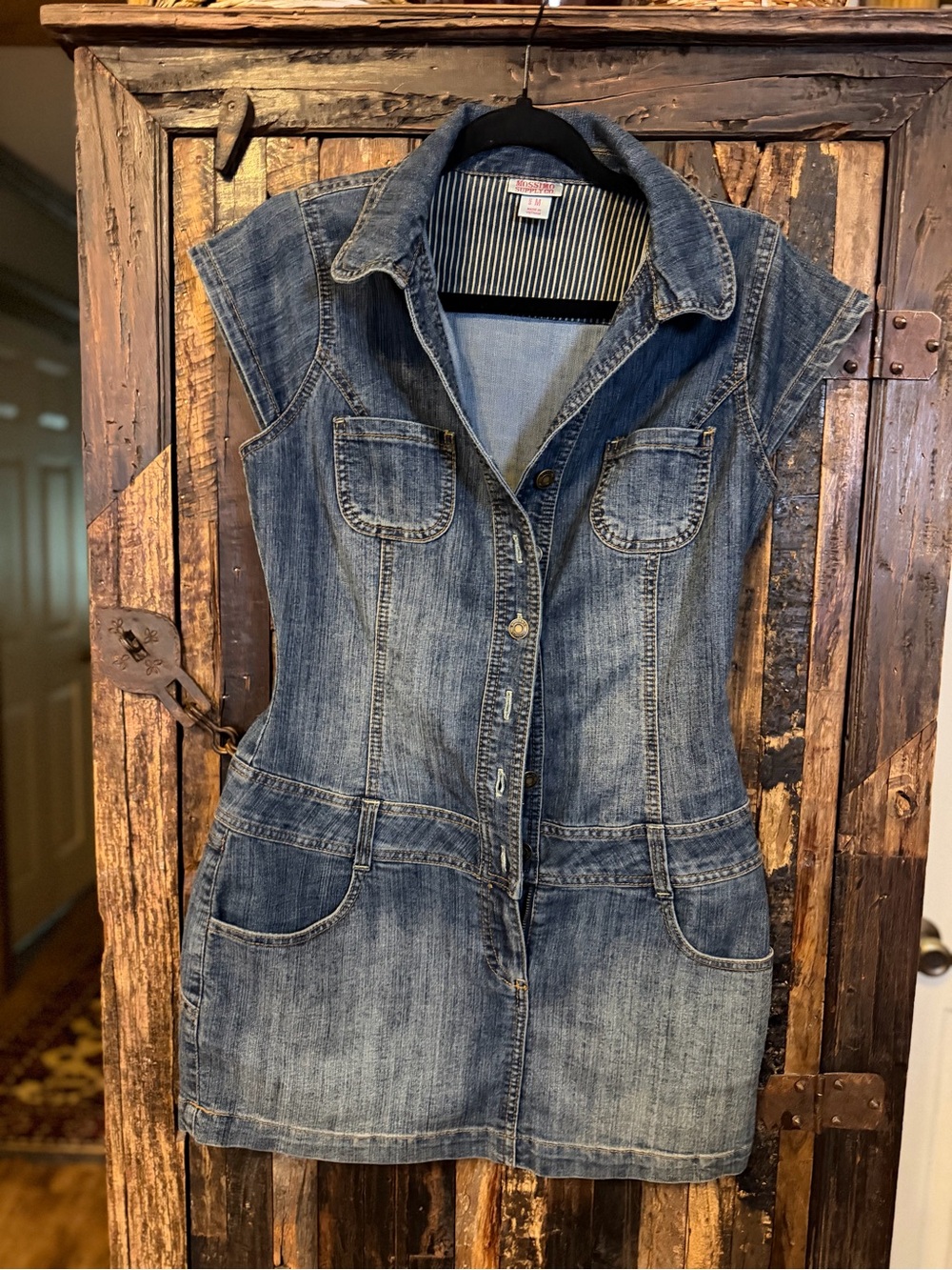 Mossimo Supply Co Womens M Denim Romper Sleeveless Button Front Utility Y2K